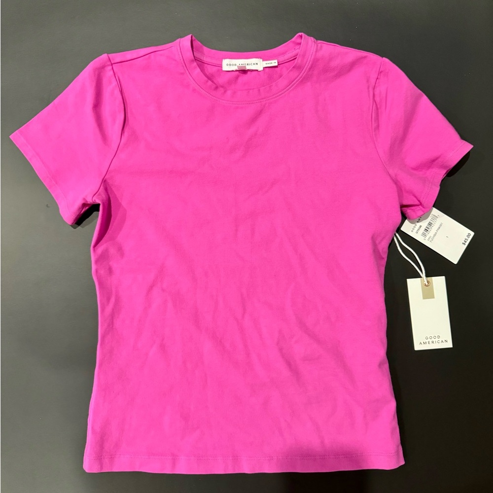 NWT Good American Super Stretch Tee Fuchsia